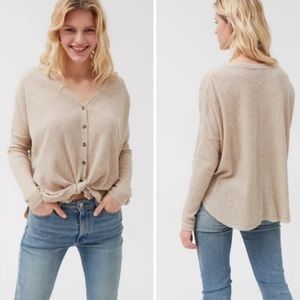 Out From Under Oversized Thermal Button-Front Top